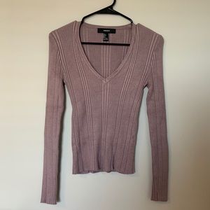 Rubbed V-neck sweater